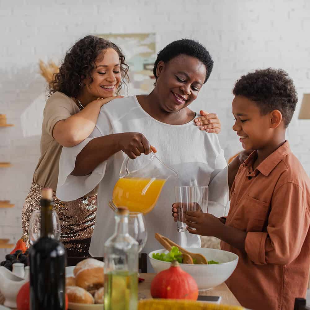 African family having lunch